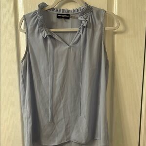 Karl Lagerfeld Silver Ruffled Tie Front Blouse